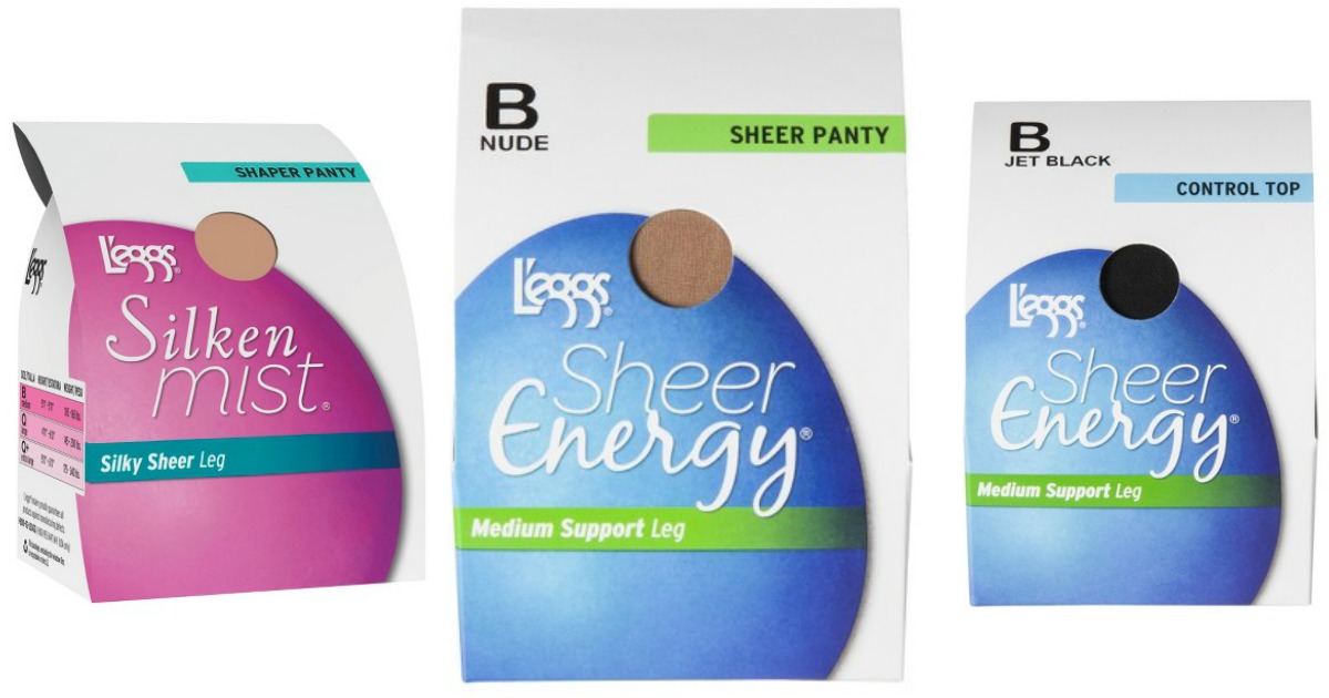 Leggs Sheer Energy Pantyhose B Off Black Waistband Free L'eggs