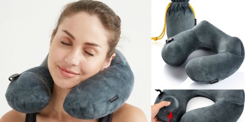 Amazon: Purefly Inflatable Soft Velvet Neck Support Travel Pillow ONLY $11.99