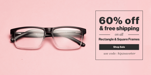 GlassesUSA: 60% Off ALL Rectangle & Square Frames + Free Shipping = $19.20 Prescription Glasses