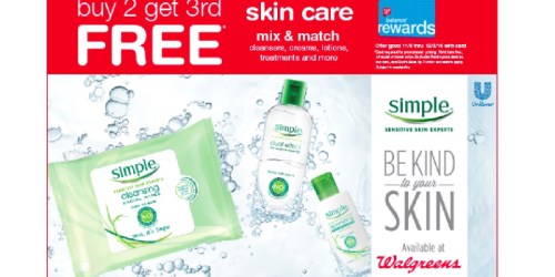 Walgreens: Buy 2 Get 1 Free Simple Skin Care