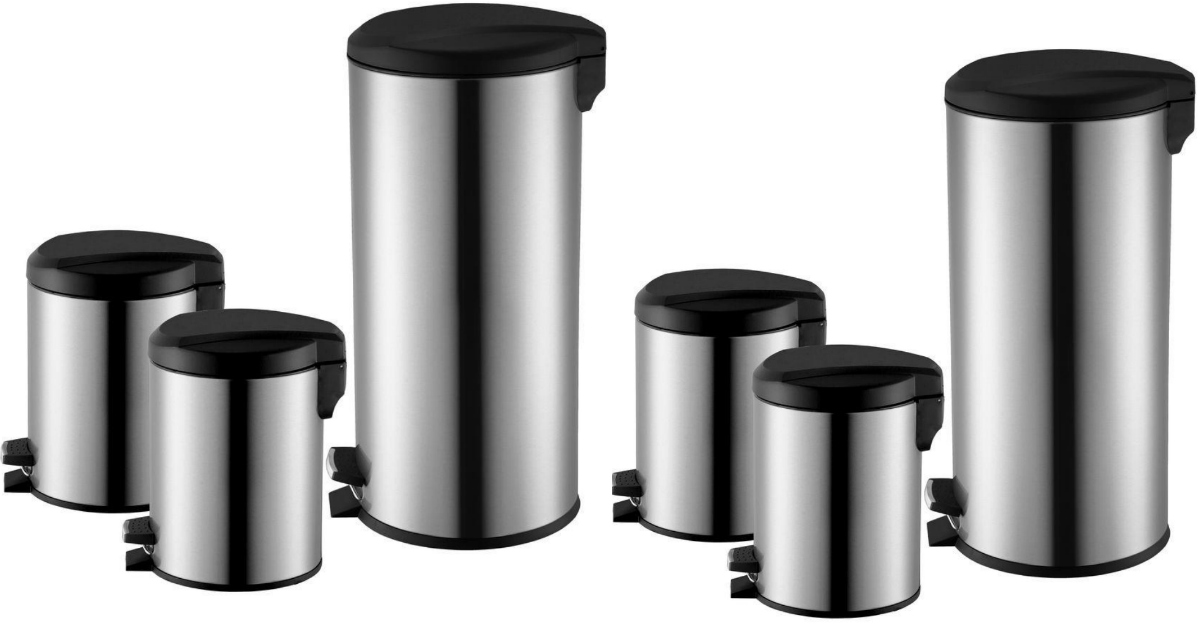 Home Depot 3 Pack of Stainless Steel StepOn Trash Cans Only 19.88 + Free Store Pickup