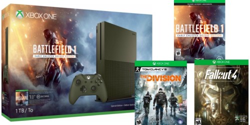 Amazon: Xbox One S Battlefield 1 Special Edition Bundle + Fallout 4 + The Division Only $299 Shipped