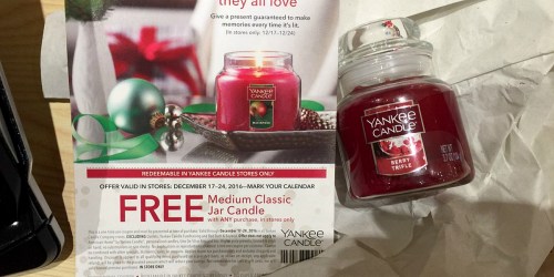 Yankee Candle: $10 Off $10 Purchase Coupon = 99¢ Small Jar Candle (+ Coupon for Free Medium Jar)