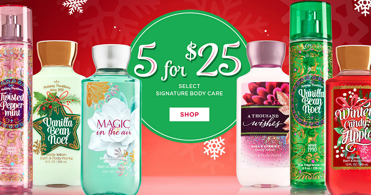 Bath & Body Works: 5 for $25 Signature Body Care + Discount Codes ...