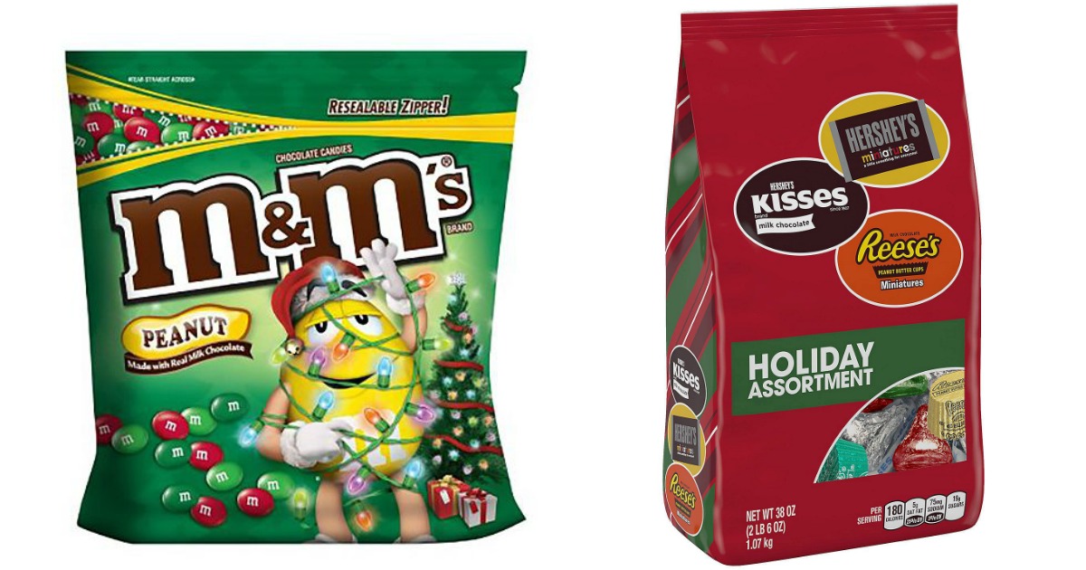 M&Ms Milk Chocolate Christmas Candy Bag, Peanut, 38 Oz