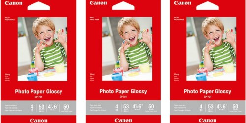 10 Packs Canon 4×6 Glossy Photo Paper 50 Count Sheets Only $9.99 Shipped (Just $1 Per Pack)