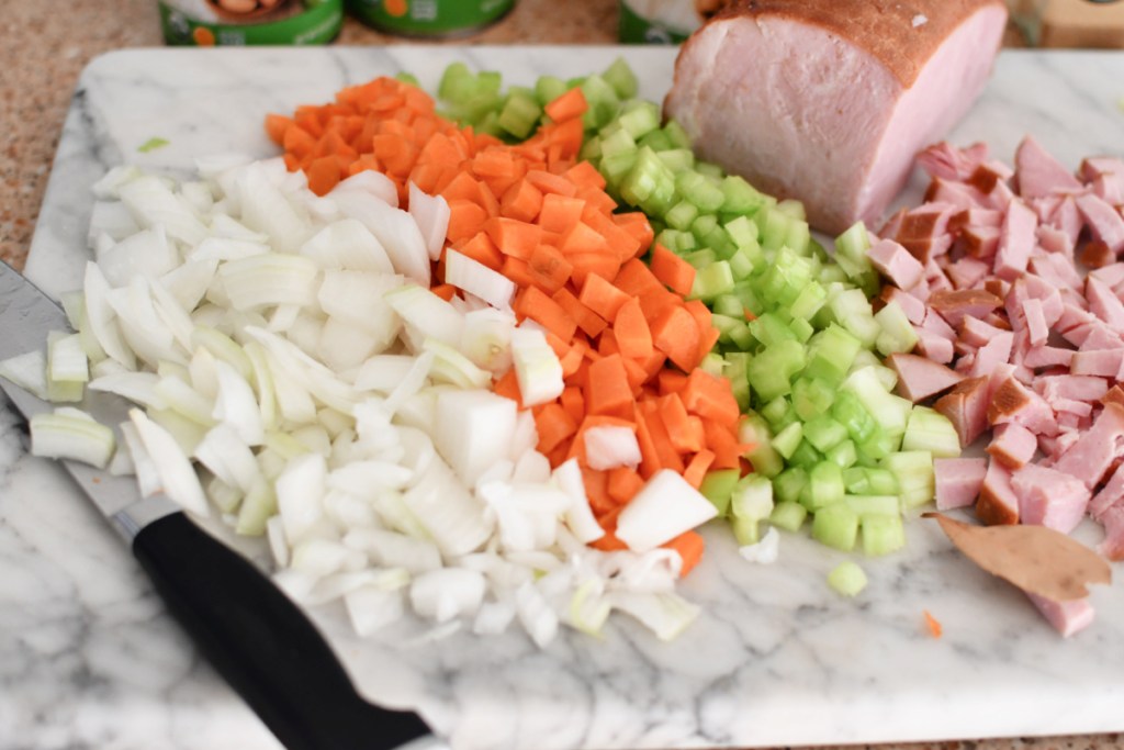 chopping veggies for soup
