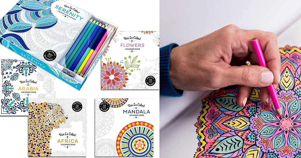 Download Ultimate Adult Coloring 5-Book Set with 12 Colored Pencils & Sharpener As Low As $12.74 Each ...