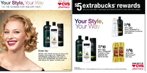 CVS: Score $5 Extrabucks Rewards w/ $15 Dove, TRESemme or Suave Hair Care Purchase