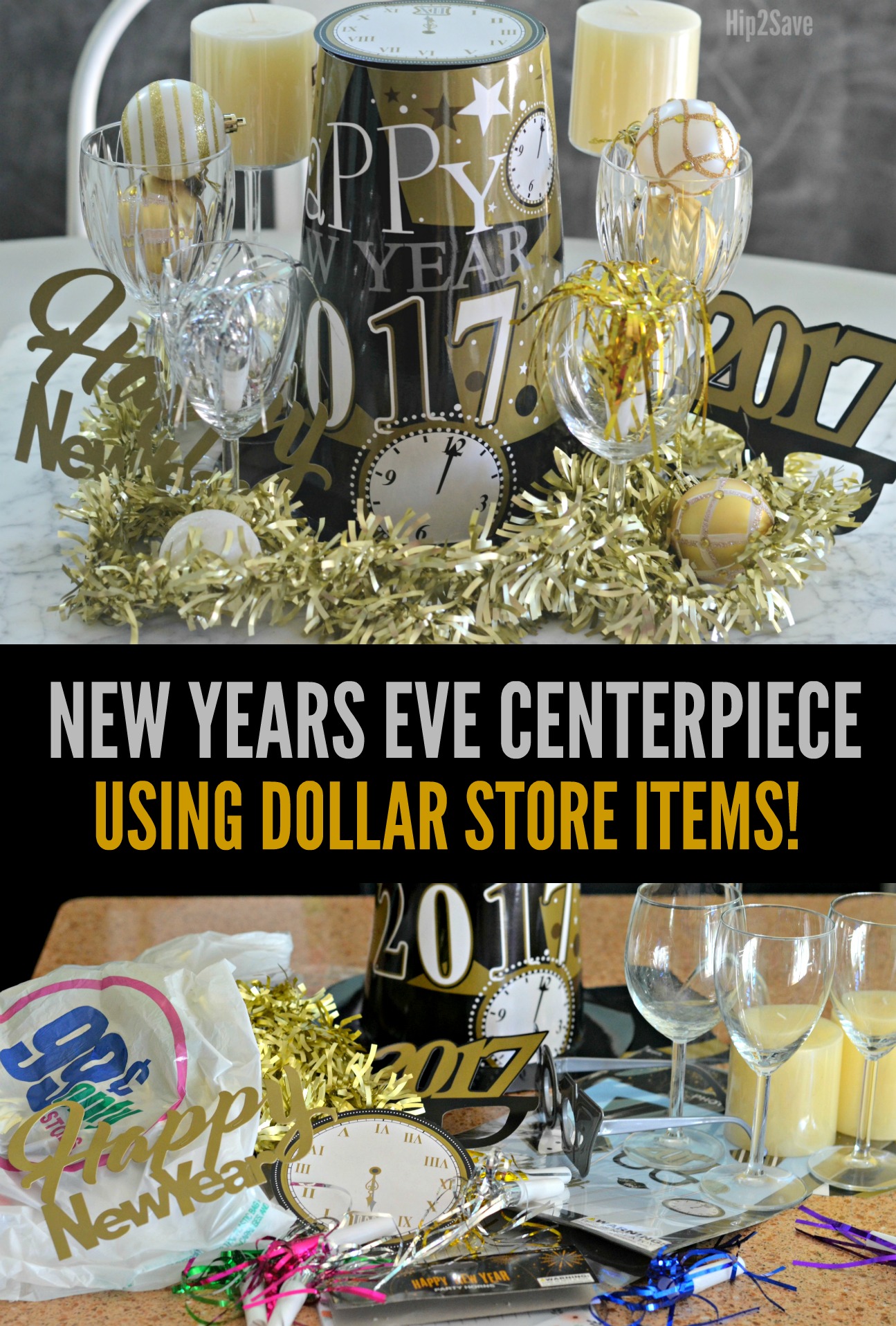 New Year's Eve Centerpiece Idea (Using Dollar Store Items) • Hip2Save