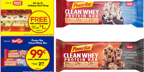Giant Eagle Shoppers! FREE 40′ Holiday Wrapping Paper Roll & 99¢ Power Bar