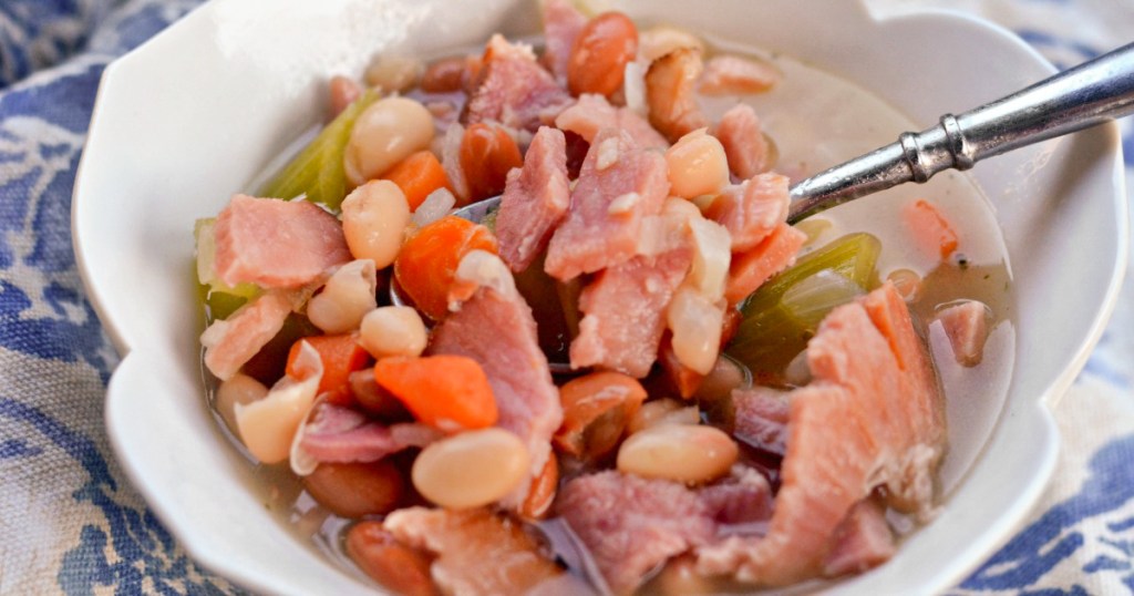 ham and bean soup in bowl