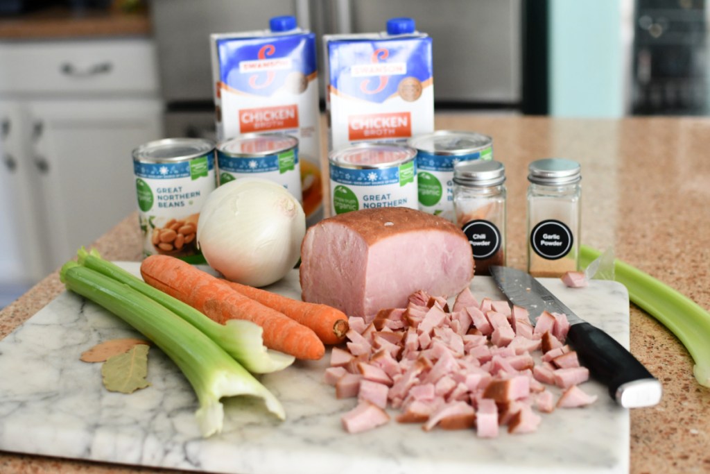 ingredients for ham and bean soup
