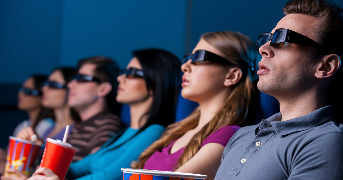 sinemia movies is giving moviepass some competition – here, people wearing 3-d glasses at the movie