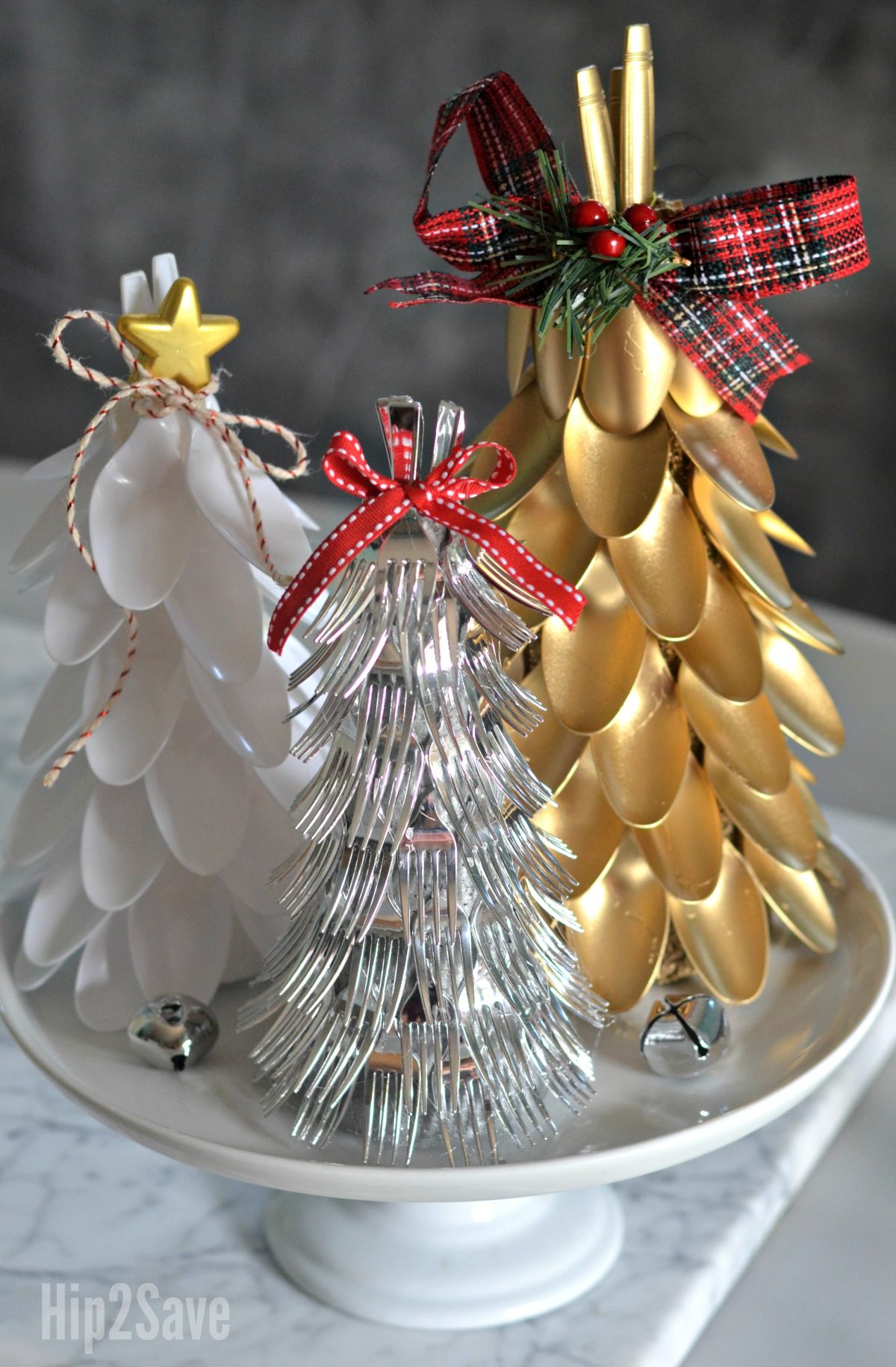 Plastic Spoon & Fork Christmas Trees (Easy Dollar Store Christmas ...