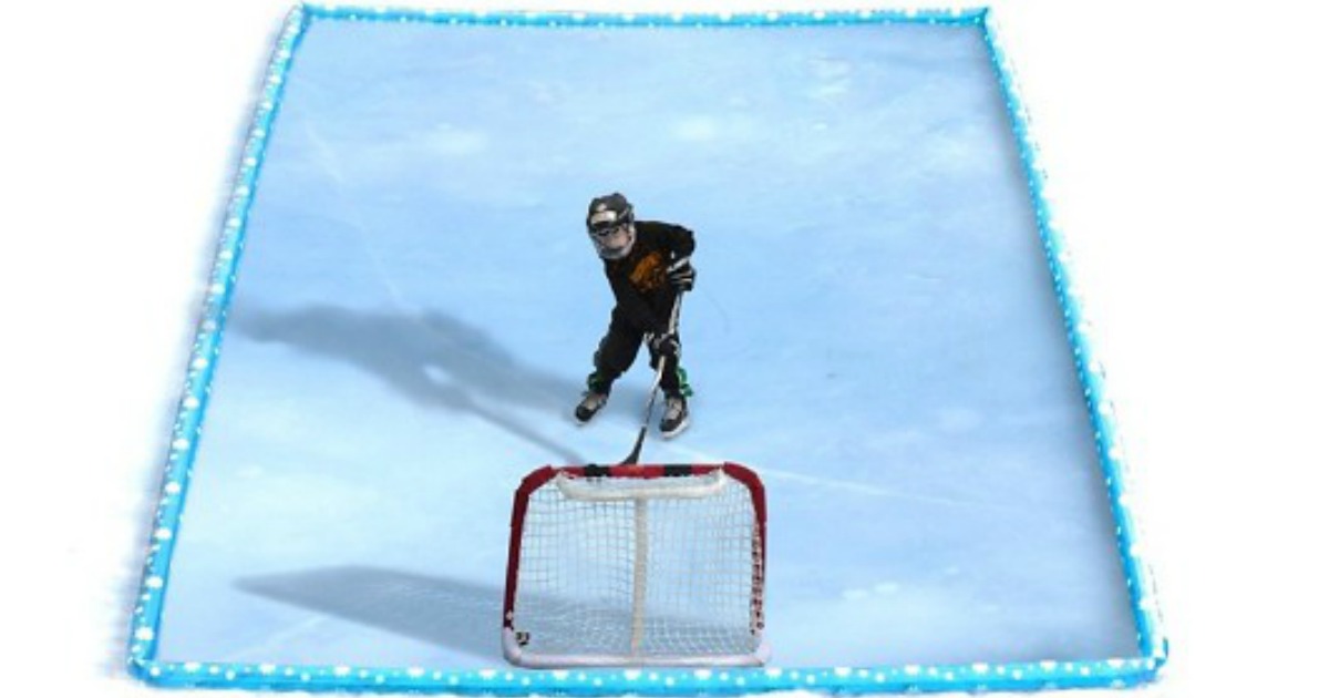 Rave Inflatable Ice Rink Set Age 4 Hockey Training Kids Snow Play 13 x 10 Feet 