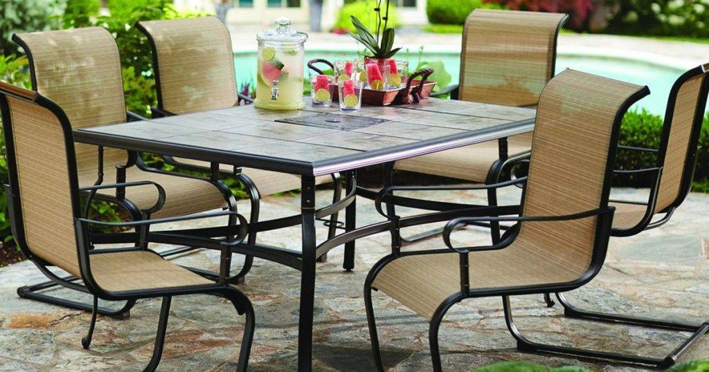 Home Depot Hampton Bay 7 Piece Patio Dining Set Only 299 Shipped Regularly 499 Hip2save - Ceramic Tile Patio Dining Table