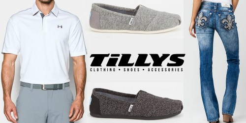 Tillys: 50% Off Red Tag Items + Free Shipping = $14.99 Under Armour, $32.49 Miss Me Jeans