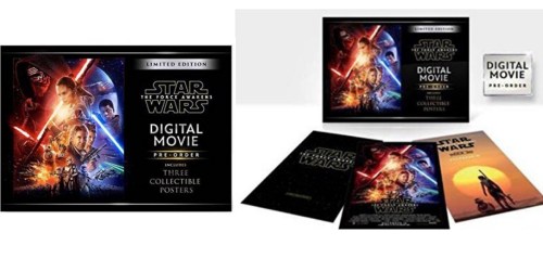Star Wars The Force Awakens Digital Movie Pre-Order & 3 Collectible Posters $4.90 Shipped