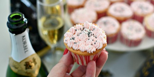 Cheers to Boozy Champagne Cupcakes with Buttercream Frosting!