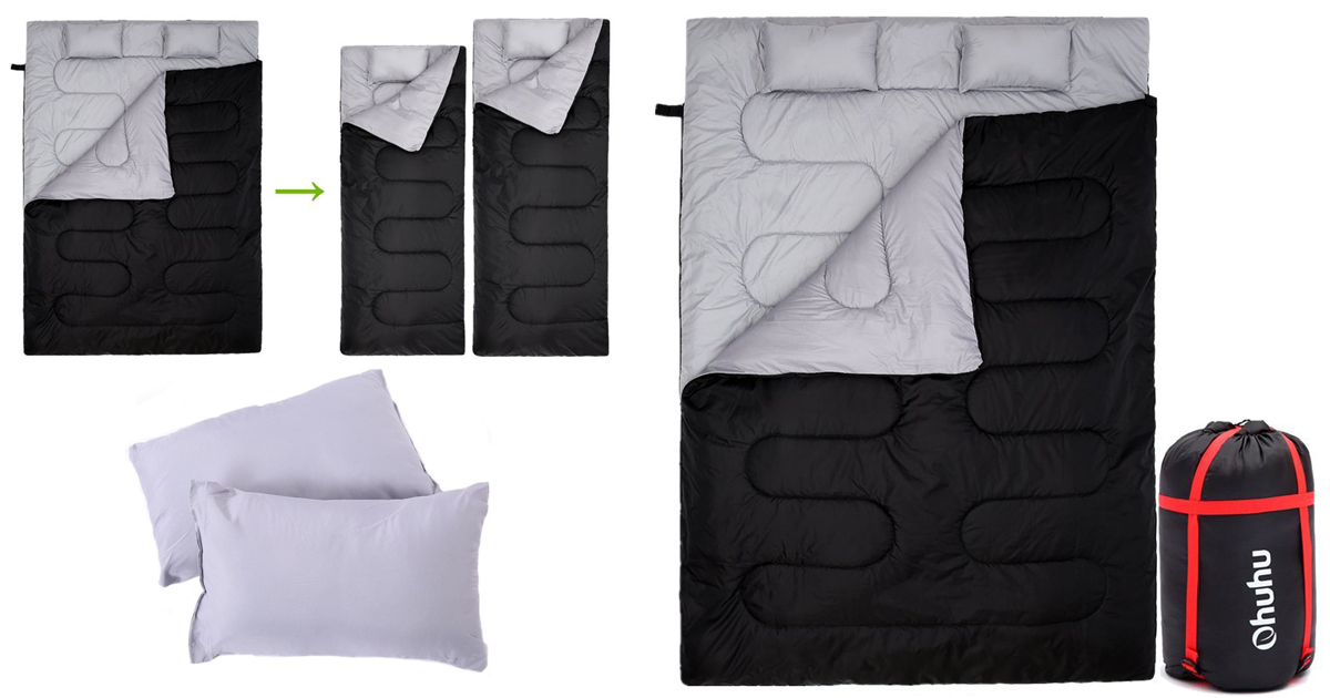 Amazon Ohuhu Double Sleeping Bag w/ Two Pillows Only 29.99 (Regularly 99.99)