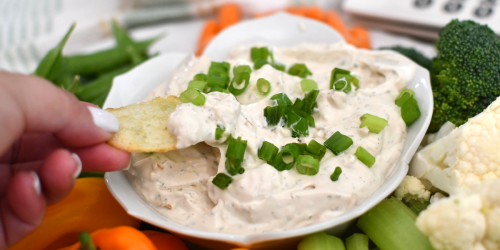 Classic Sour Cream French Onion Dip with a Blue Cheese Twist!