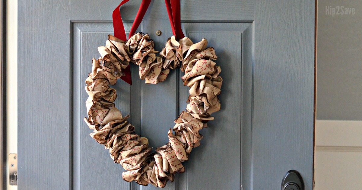 How to Create an Easy DIY Heart Rag Wreath - Color Me Thrifty