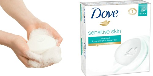 Amazon Prime: TEN Dove Sensitive Skin Beauty Bars Only $5.59 Shipped (Just 56¢ Per Bar)