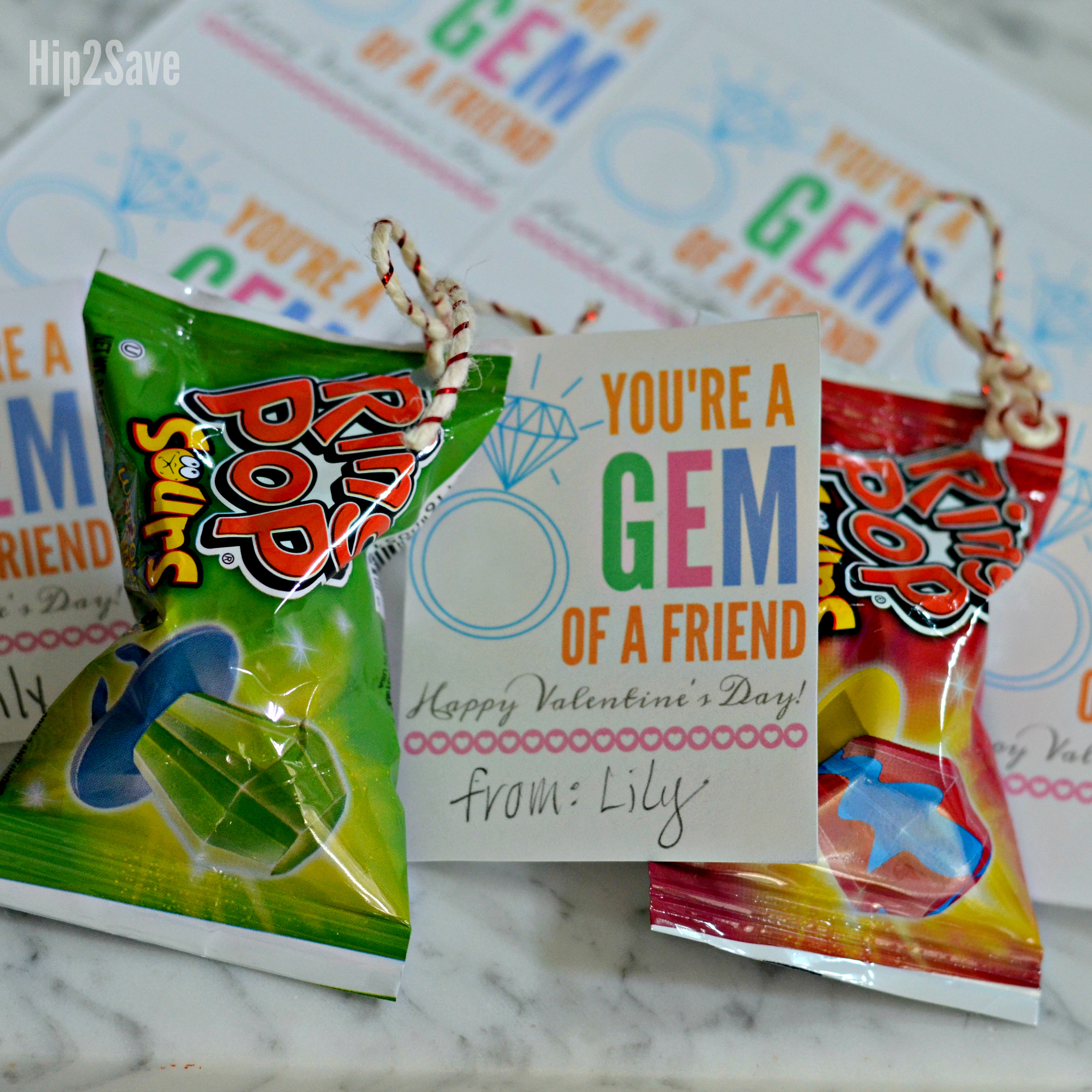"You're a Gem of a Friend" Ring Pop Valentine's Day Idea