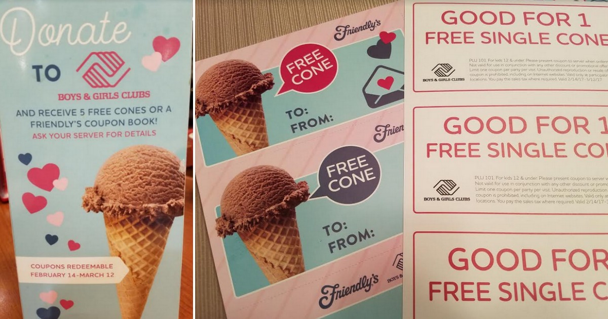 Friendly's Restaurant Donate 1 to Boys & Girls Clubs AND Score 5 Free