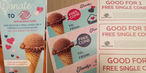 Friendly’s Restaurant: Donate $1 to Boys & Girls Clubs AND Score 5 Free Ice Cream Cone Coupons