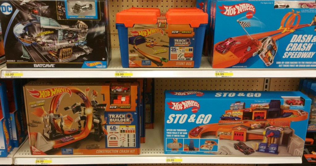 toy car play sets on shelf 