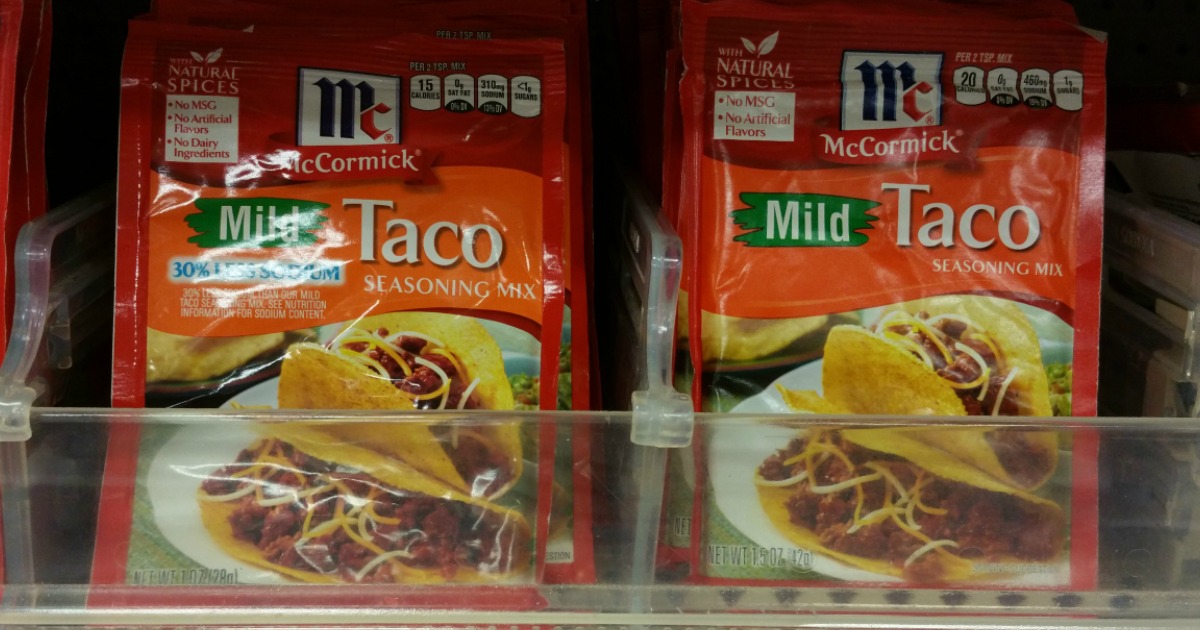 Rare 0.50/2 McCormick Seasoning Mixes Coupon = 25¢ Taco Seasoning at