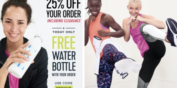 Old Navy: 25% Off Purchase Including Clearance + Free Water Bottle w/ Any Order