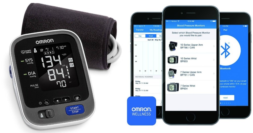 Omron 10 Series Wireless Upper Arm Blood Pressure Monitor with phone app demo