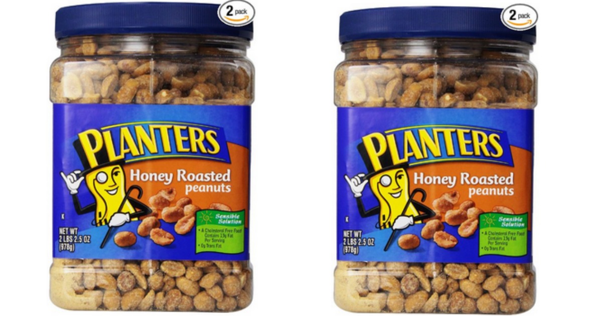Amazon TWO Planters Dry Roasted Peanut Containers 34.5 Ounce Only 6.