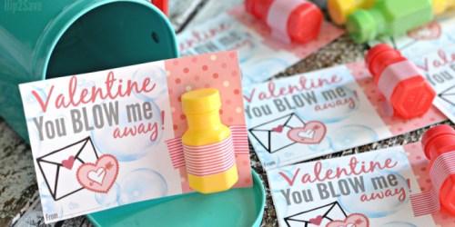 Mini Bubbles “You Blow Me Away!” FREE Printable Valentine’s Day Idea