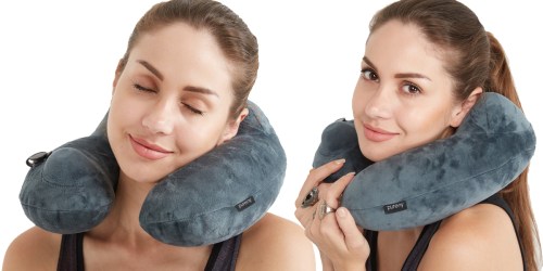 Amazon: Purefly Velvet Travel Pillow Only $11.87 (Regularly $21.99+) – Just Press Button to Inflate