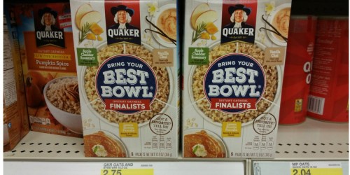 Four NEW Quaker Coupons = Instant Oatmeal Only 88¢ Per Box + $1.25 Granola Bars at Target