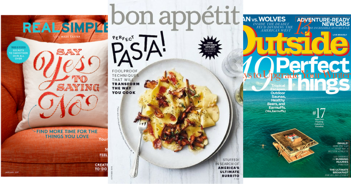 FREE Magazine Subscriptions- Real Simple, Bon Appétit, Outside Magazine ...