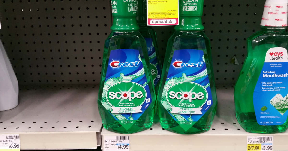 CVS Scope Mouthwash 1 Liter Bottles Only 49¢ Each + Free Colgate