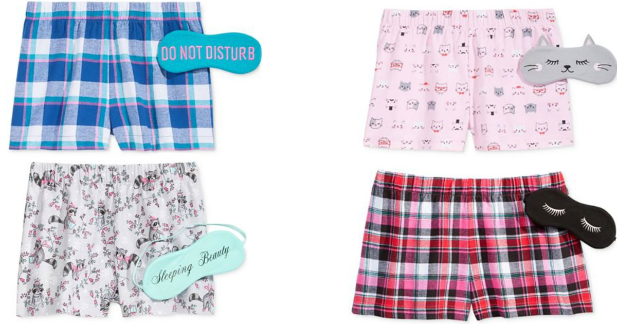 Macy's Women's Pajama Short and Eye Mask Set Only 1.94 (Regularly 24.50)