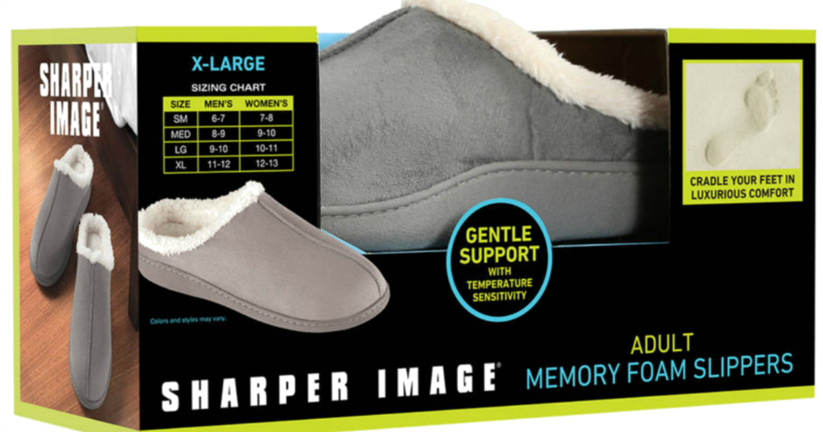 sharper image memory foam slippers