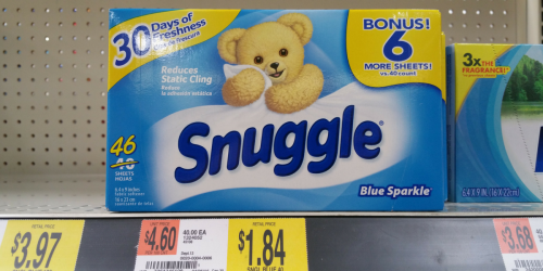 Walmart: Snuggle Fabric Softener (40 Count Sheets) ONLY 84¢ & More