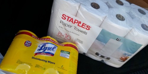 Staples Rewards Members: BIG Savings on Lysol Wipes Canisters AND Paper Towels