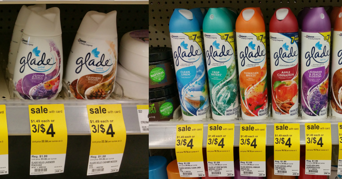 Walgreens Glade Solid Air Fresheners or Aerosol Sprays 46¢ Each (After