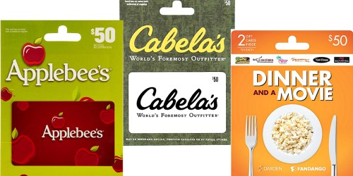Amazon Gift Card Lightning Deals Starting Soon (Applebee’s, Cabela’s & Fandango/Darden)