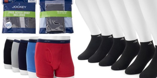 Kohl’s: Jockey Boxer Briefs 5-Pack AND Adidas Ankle Socks 6-Pack Only $21.98 Shipped ($54 Value)