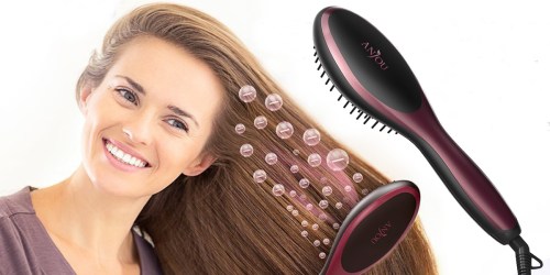 Amazon: Anjou Ionic Hair Straightener Brush Only $25.49 (Regularly $33.99+)