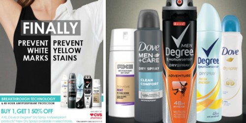CVS: Buy 1 Get 1 50% Off AXE, Dove or Degree Dry Spray Antiperspirant + $5 EB w/ $15 Purchase